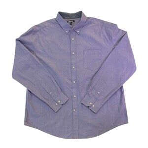 MIX & NY Men’s XL Purple Micro Check Button Down Shirt 100% Cotton Long Sleeve